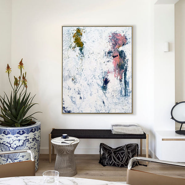 Abstract Painting – Original Wall Art – Large Oil & Acrylic Painting on Canvas – Modern Minimalist Canvas Art – “Forgotten Memories”