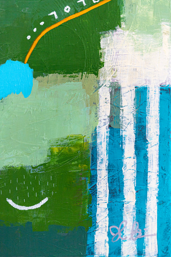 Original Abstract Acrylic Painting, Large Modern Canvas Wall Art with a Cheerful Green Emphasis | Galene
