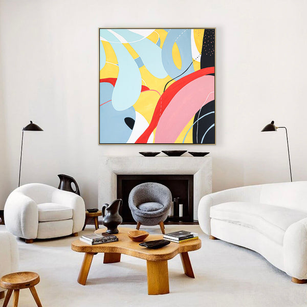 Vibrant Original Abstract Painting Expressing Joy, Free-Spirited Modern Canvas Wall Art in Acrylic | Gaudium