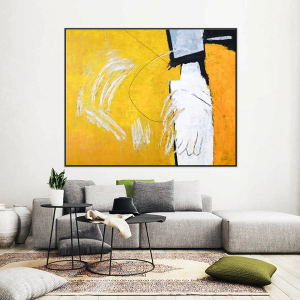 Radiance of Yellow in Original Abstract Modern Painting, Large Cavas Wall Art Inviting Viewer Introspection | Gelb