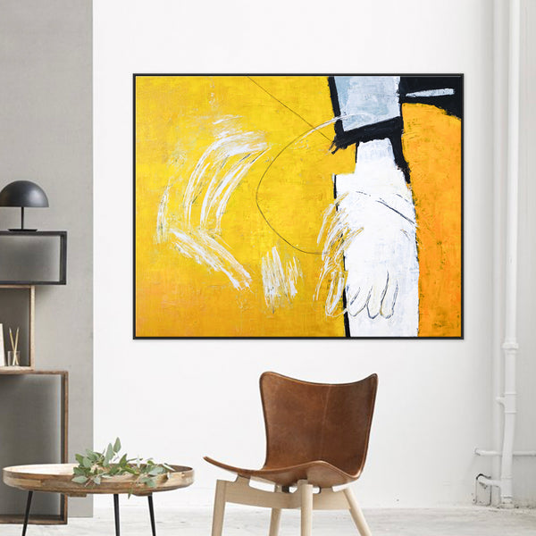 Radiance of Yellow in Original Abstract Modern Painting, Large Cavas Wall Art Inviting Viewer Introspection | Gelb