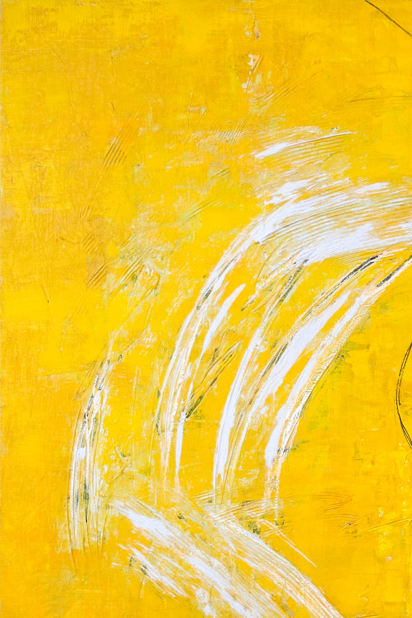 Radiance of Yellow in Original Abstract Modern Painting, Large Cavas Wall Art Inviting Viewer Introspection | Gelb