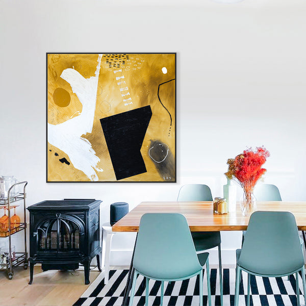 Inspiration from Outer Galaxy in Modern Abstract Expressionism Original Painting, Extra Large Canvas Wall Art | Gnossienne no.2 (60"x60")