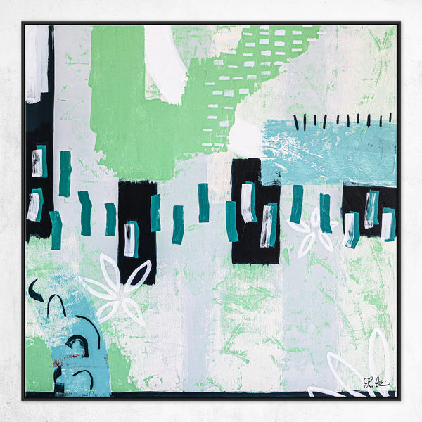 Contemporary Painting Expressionist Original Painting, Fresh Warmth in Green Tones, Modern Canvas Wall Art | Green sentimental (40"x40")