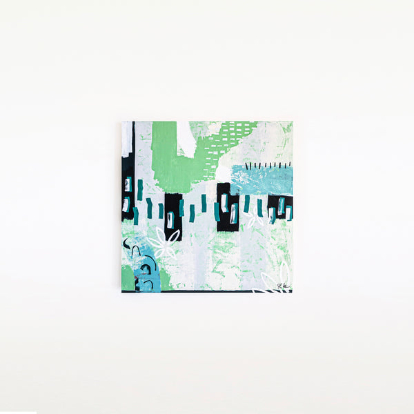 Contemporary Painting Expressionist Original Painting, Fresh Warmth in Green Tones, Modern Canvas Wall Art | Green sentimental (40"x40")