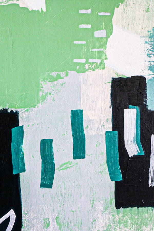 Contemporary Painting Expressionist Original Painting, Fresh Warmth in Green Tones, Modern Canvas Wall Art | Green sentimental (40"x40")