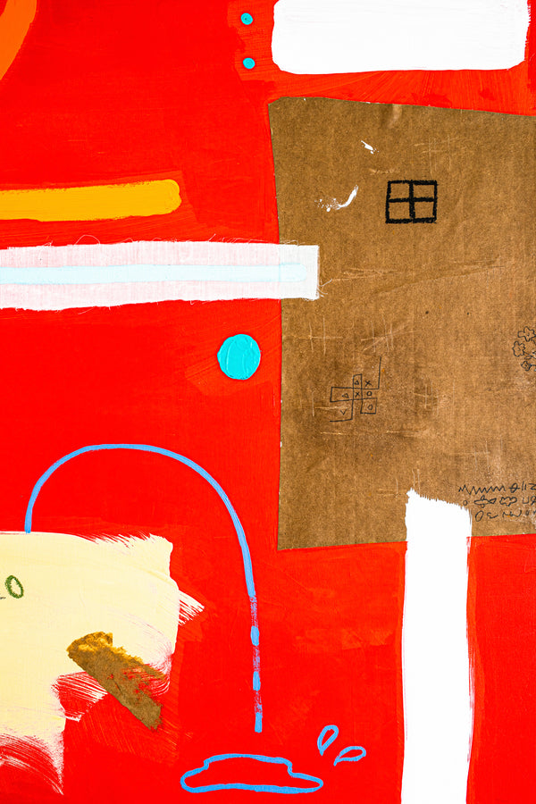 Intensely Vibrant & Minimal Abstract Original Painting, Modern Canvas Wall Art in Radiating Cheerfulness | Orange halo (40"x40")