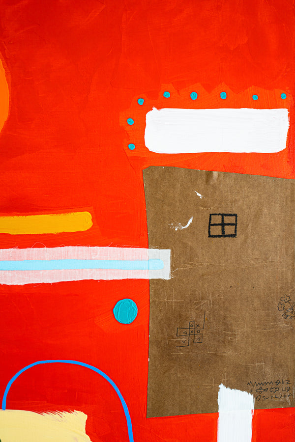 Intensely Vibrant & Minimal Abstract Original Painting, Modern Canvas Wall Art in Radiating Cheerfulness | Orange halo (40"x40")