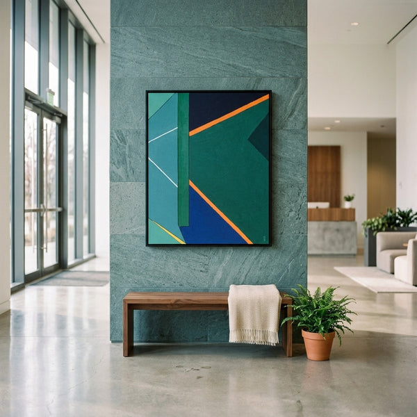 Sage Green Minimalist Abstract Wall Art — Original Oil Painting, Textured Canvas — "Grun Stille"