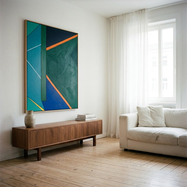 Sage Green Minimalist Abstract Wall Art — Original Oil Painting, Textured Canvas — "Grun Stille"