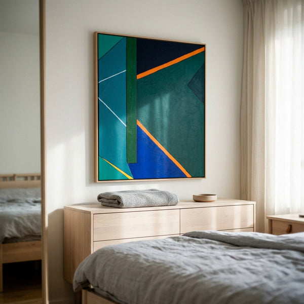 Sage Green Minimalist Abstract Wall Art — Original Oil Painting, Textured Canvas — "Grun Stille"