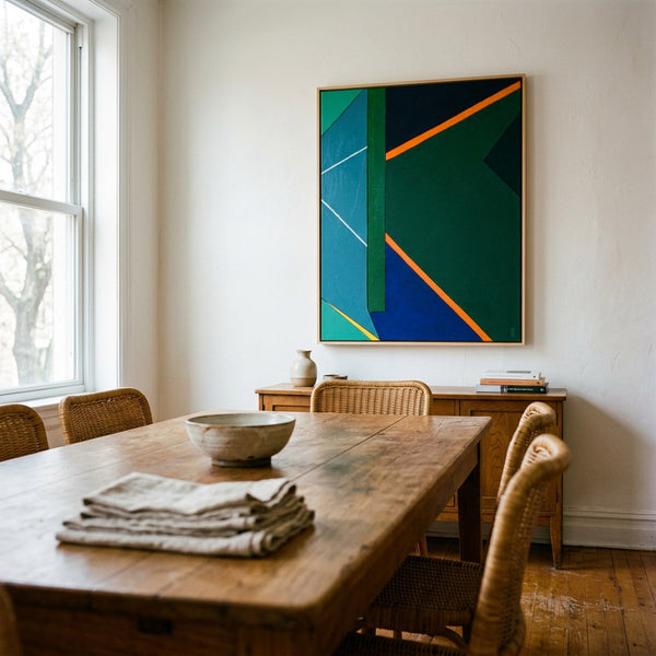 Sage Green Minimalist Abstract Wall Art — Original Oil Painting, Textured Canvas — "Grun Stille"