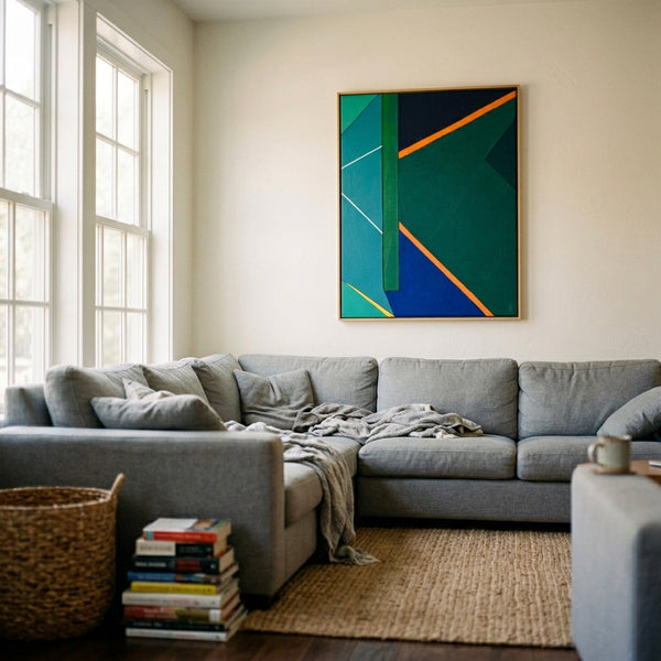 Sage Green Minimalist Abstract Wall Art — Original Oil Painting, Textured Canvas — "Grun Stille"