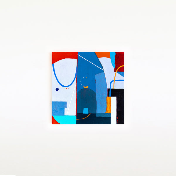 Original Abstract Colorful Paintings, Modern Canvas Wall Art with Imaginative Blue and Red | Hadanka (30"x30")
