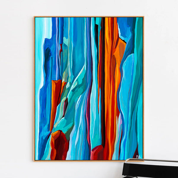 Abstract Painting – Original Wall Art – Acrylic & Oil Painting on Canvas – Large Orange Modern Artwork – "Harmonia" (30"x40" | 76x100cm)