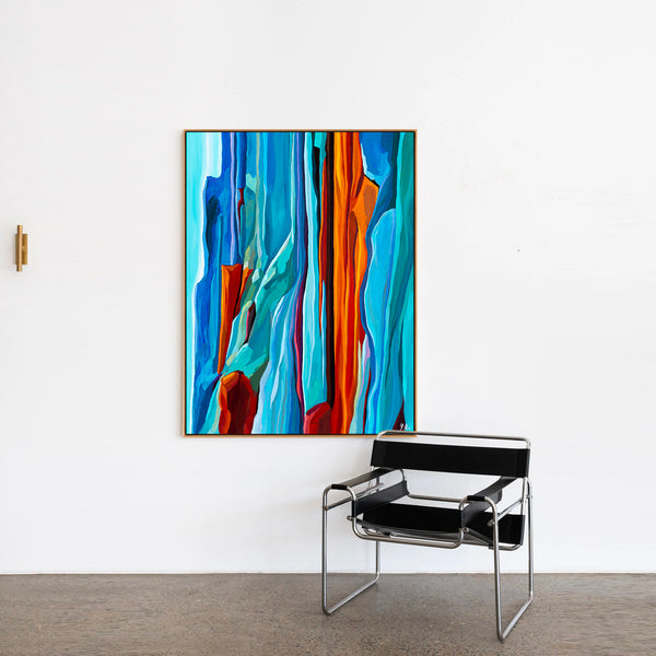 Abstract Painting – Original Wall Art – Acrylic & Oil Painting on Canvas – Large Orange Modern Artwork – "Harmonia" (30"x40" | 76x100cm)