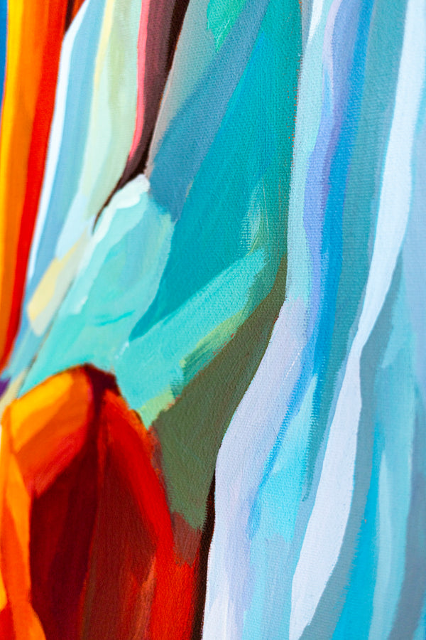 Abstract Painting – Original Wall Art – Acrylic & Oil Painting on Canvas – Large Orange Modern Artwork – "Harmonia" (30"x40" | 76x100cm)