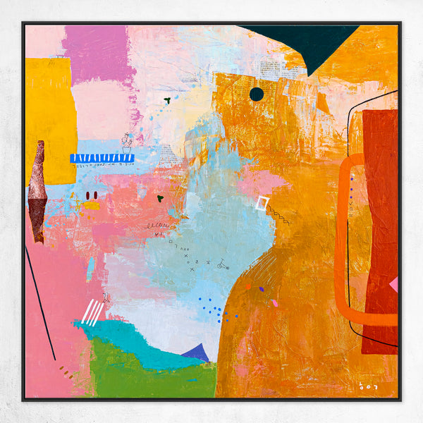 Abstract Painting of Melodic Exploration of Emotions, Original Modern Canvas Wall Art | Humming (36"x36")