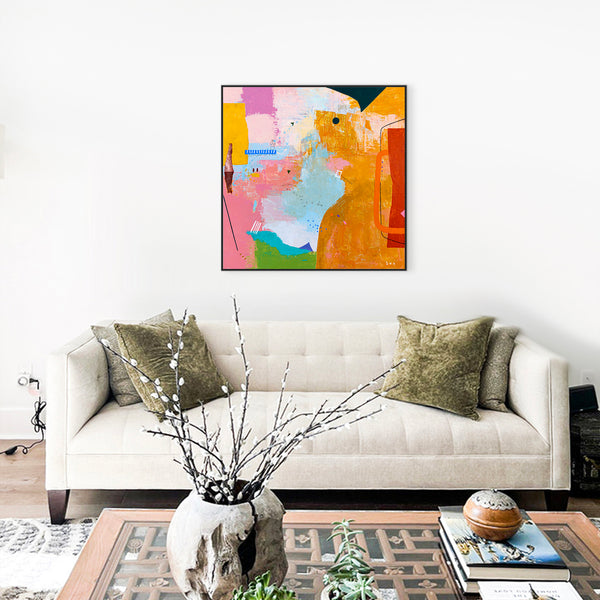 Abstract Painting of Melodic Exploration of Emotions, Original Modern Canvas Wall Art | Humming (36"x36")