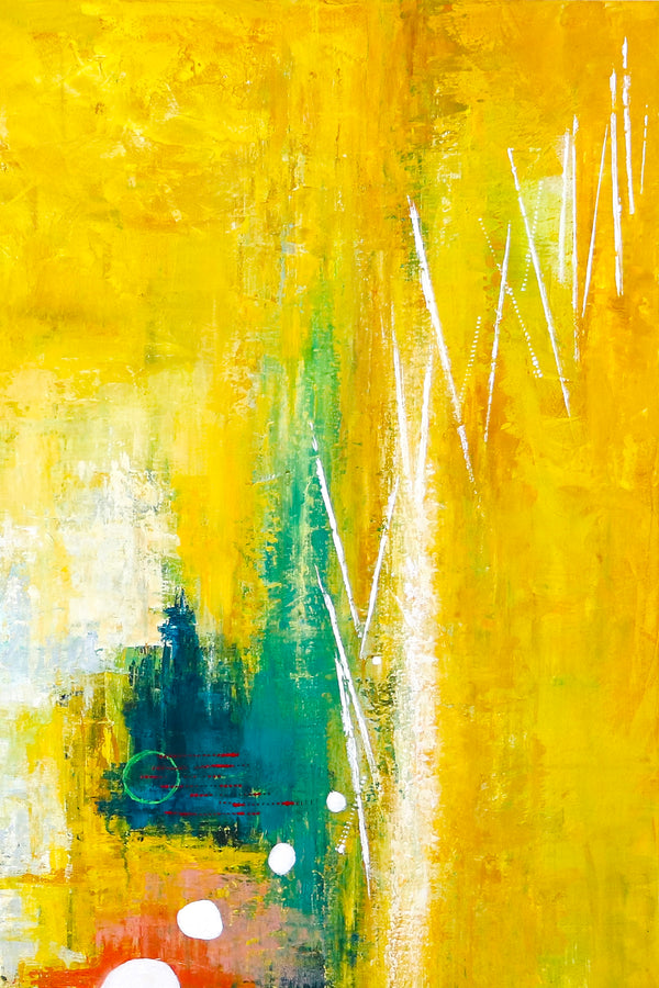 Modern Original Abstract Painting in Acrylic, Large Expressionist Journey in Yellow Canvas Wall Art | Ideation
