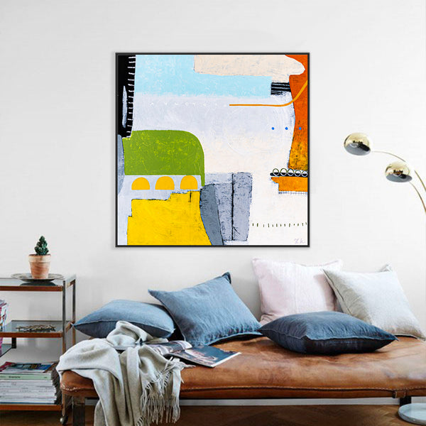 Bright and Cheerful Original Abstract Colorful Painting in Acrylic, Playful Large Modern Canvas Wall Art | Ifle