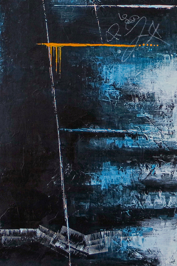 Contemporary Modern Abstract Original Canvas Painting, Blue Expressionism Wall Art | If you go to the blue mountain