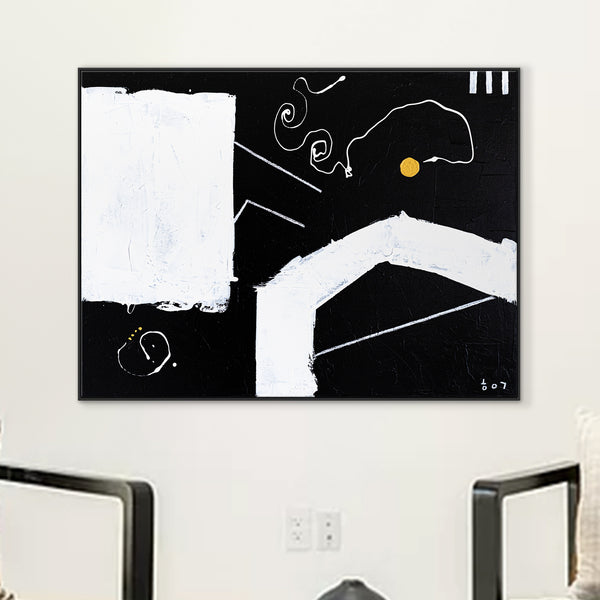 Bold Expression of Absence in Black and White Original Abstract Painting, Modern Canvas Wall Art | In absentia (40"x30")