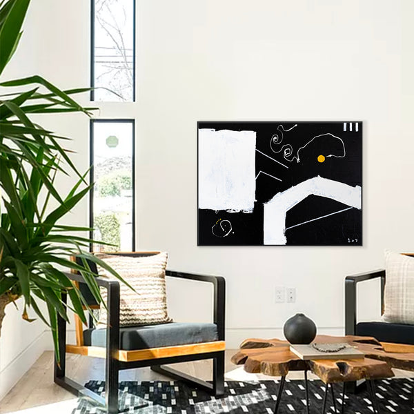 Bold Expression of Absence in Black and White Original Abstract Painting, Modern Canvas Wall Art | In absentia (40"x30")