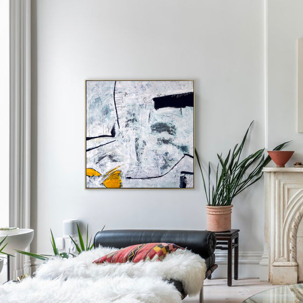 Black & White Modern Original Abstract Painting, Canvas Wall Art of Unique Textural Depth | Independent variable