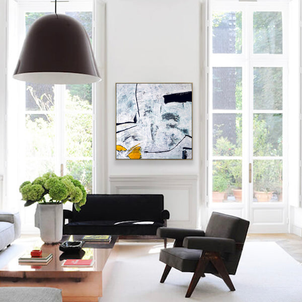 Black & White Modern Original Abstract Painting, Canvas Wall Art of Unique Textural Depth | Independent variable
