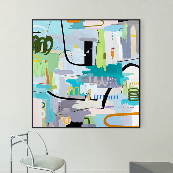 Light and Lively Modern Abstract Painting, Unleashing Joy through Modern Abstract Wall Art | In ore somnium (48"x48")