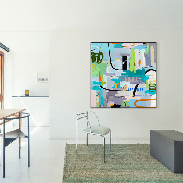 Light and Lively Modern Abstract Painting, Unleashing Joy through Modern Abstract Wall Art | In ore somnium (48"x48")