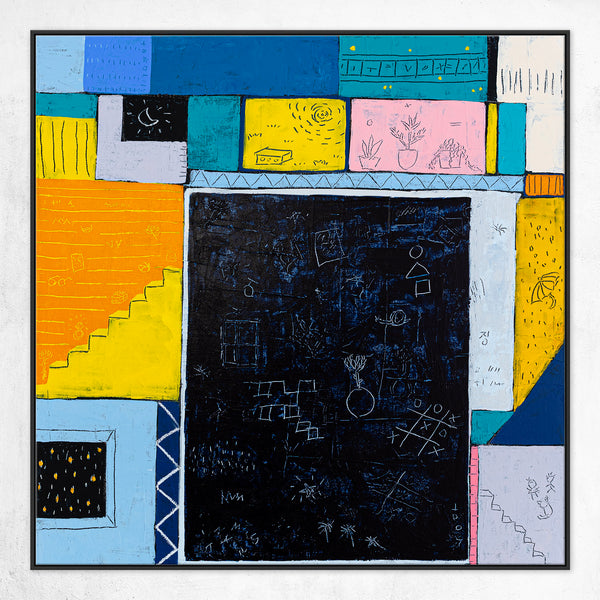Geometric Abstract Original Painting, Journey of Sleepless Nights in Modern Abstract Wall Art | Insomnia III (24"x24")