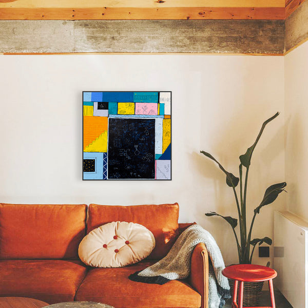 Geometric Abstract Original Painting, Journey of Sleepless Nights in Modern Abstract Wall Art | Insomnia III (24"x24")