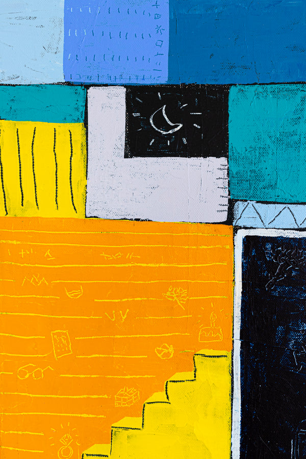Geometric Abstract Original Painting, Journey of Sleepless Nights in Modern Abstract Wall Art | Insomnia III (24"x24")