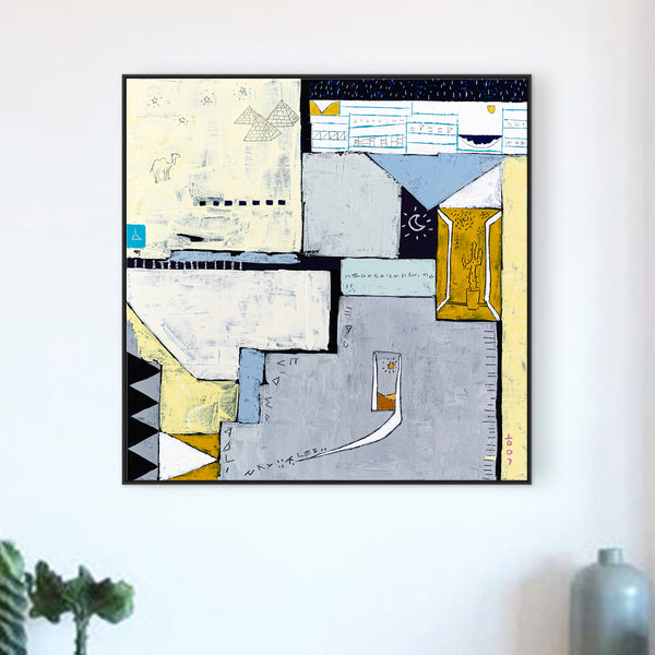 Geometric Abstract Original Painting, Journey of Sleepless Nights in Modern Abstract Wall Art | Insomnia I (24"x24")