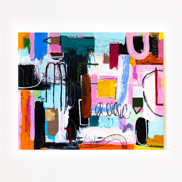 Dynamic Abstract Painting Original, Expressionism in Modern Abstract Wall Art | Intention pink (70"x56")