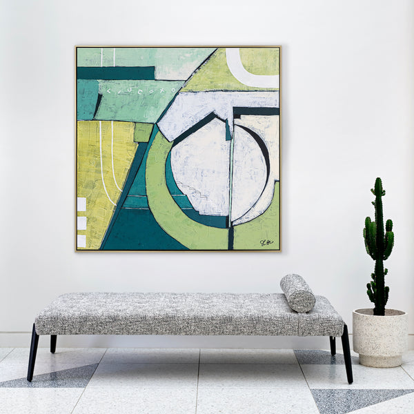 Comprehensive Abstract Green painting, Original Large Canvas Wall Art by Spring, Song, and Childhood | In toto