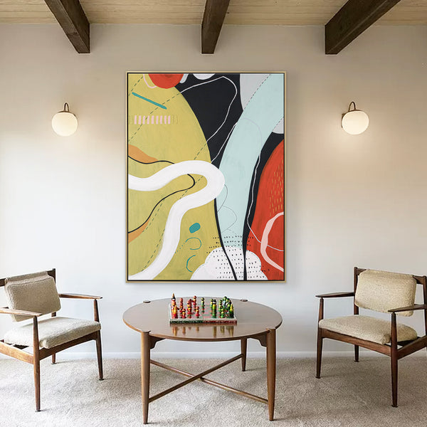 Modern Colorful Abstract Acrylic Painting of Unveiling an Old Story, Contemporary Original Canvas Wall Art | Iyagi