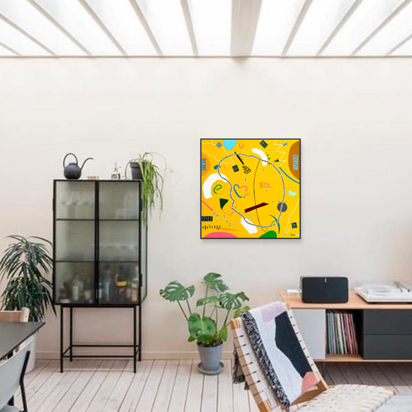 Vibrant Yellow Themed Mixed Media Abstract Painting Brighten Your Living Room | Joi (36"x36")