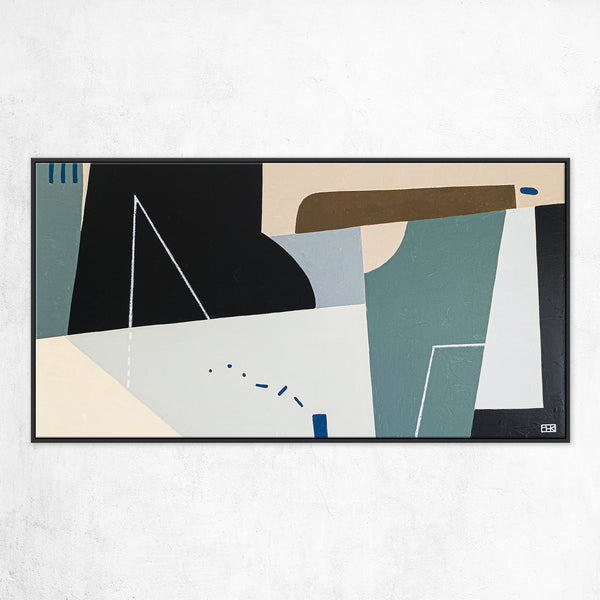Surreal Geometric Original Abstract Acrylic Painting, Wide Contemporary Modern Canvas Wall Art | Kafkaesque II