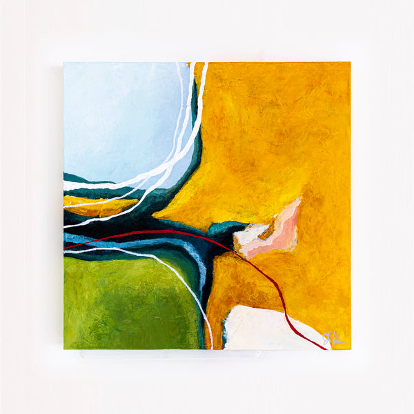 2 Set of Original Abstract Painting, Modern Yellow and Green Hues Canvas Wall Art | Kalliroi (2 Set) (24"x24")