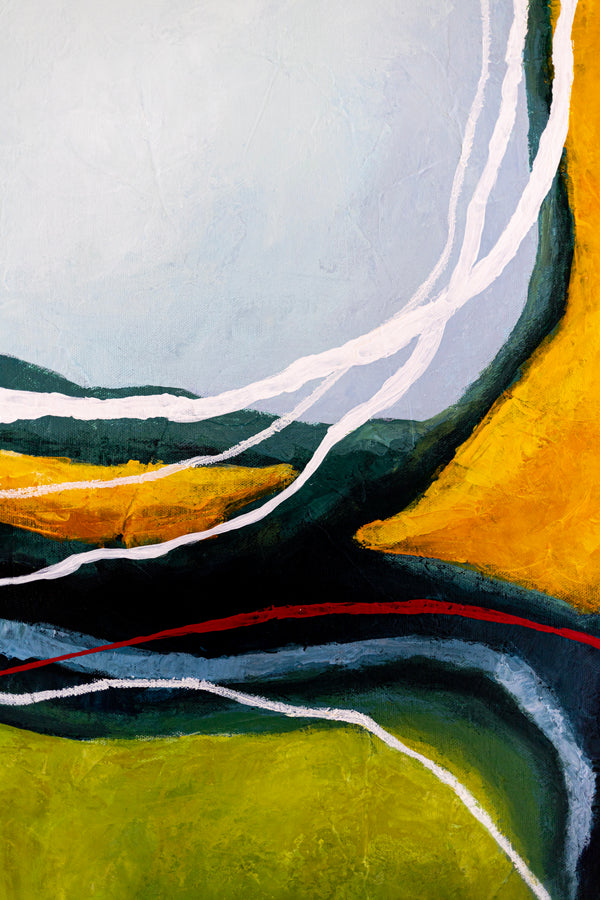 2 Set of Original Abstract Painting in Acrylic, Modern Yellow and Green Hues Canvas Wall Art | Kalliroi (2 Set)