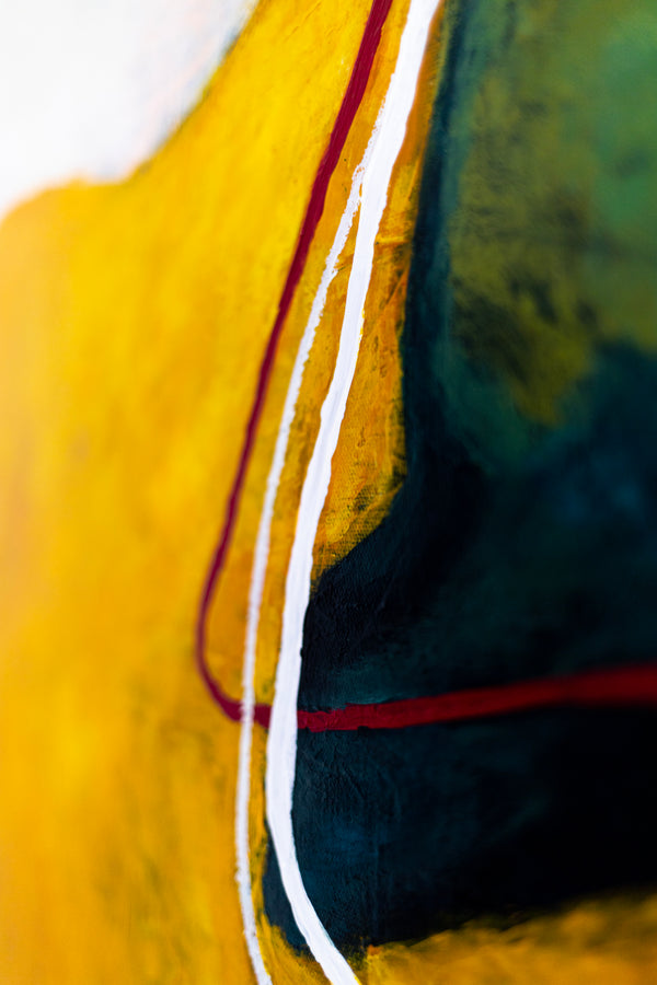 Original Abstract Painting, Modern Yellow and Green Hues Canvas Wall Art | Kalliroi I (24"x24")