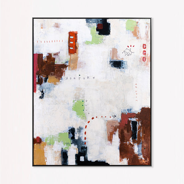 Moody Green Abstract Wall Art — Large Original Oil Painting, Textured Canvas — "Keepers" (16"x20" | 41x51cm)