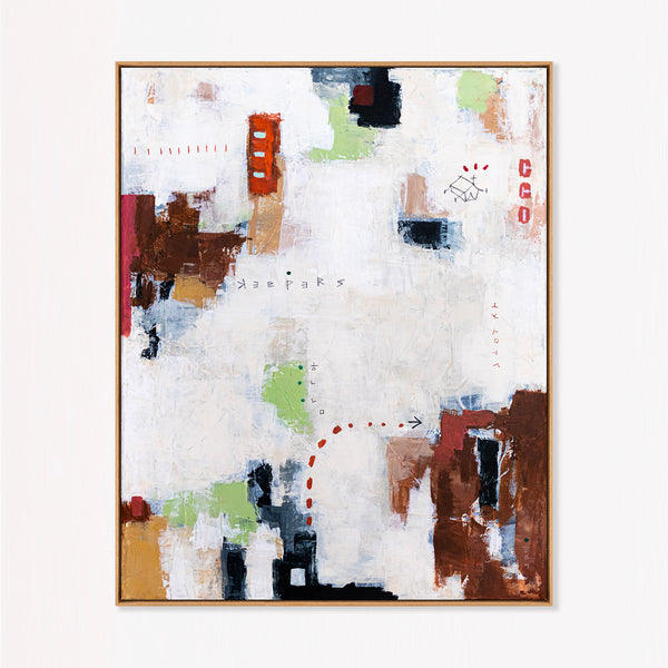 Moody Green Abstract Wall Art — Large Original Oil Painting, Textured Canvas — "Keepers" (16"x20" | 41x51cm)