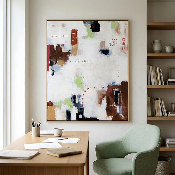 Moody Green Abstract Wall Art — Large Original Oil Painting, Textured Canvas — "Keepers"