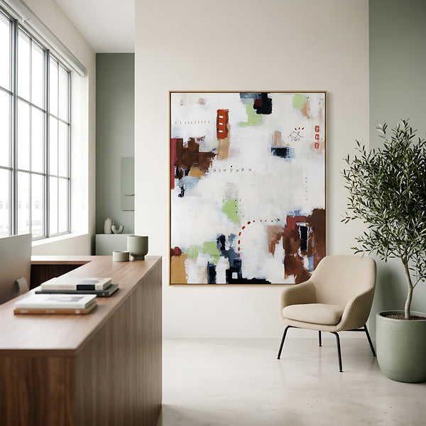 Moody Green Abstract Wall Art — Large Original Oil Painting, Textured Canvas — "Keepers"