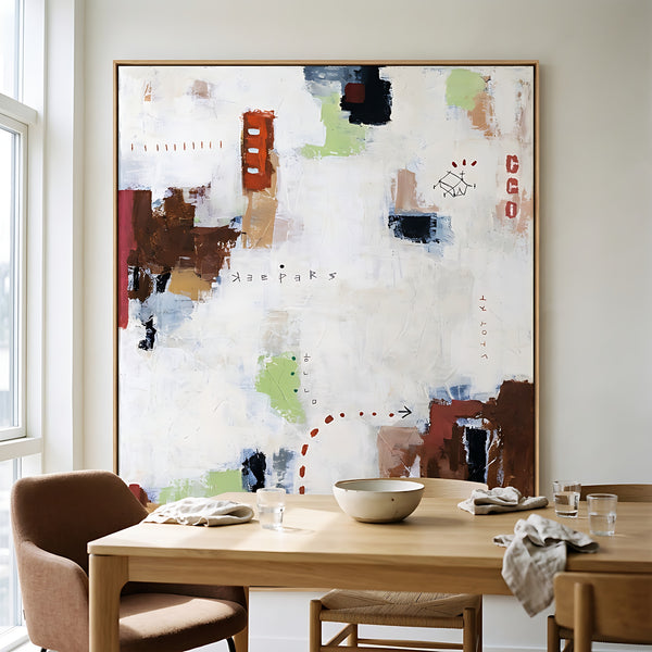 Moody Green Abstract Wall Art — Large Original Oil Painting, Textured Canvas — "Keepers"