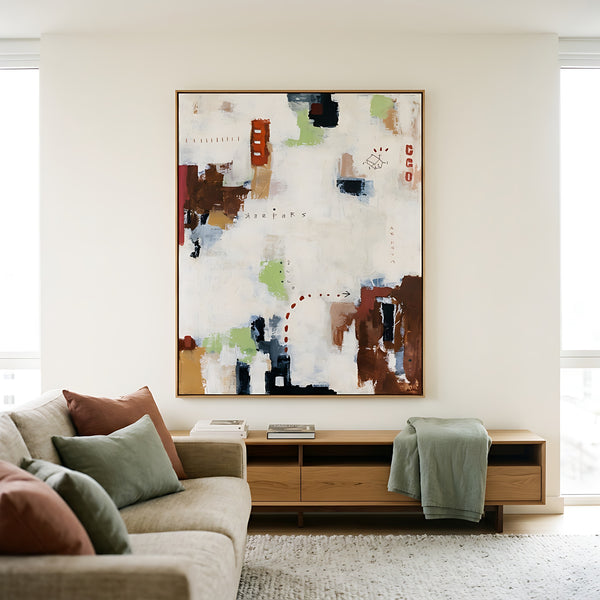 Moody Green Abstract Wall Art — Large Original Oil Painting, Textured Canvas — "Keepers"